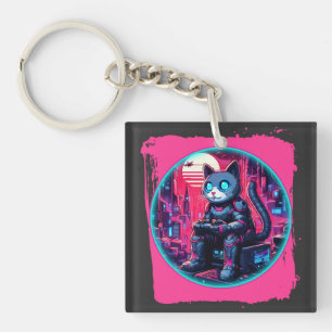 Porte-clefs Technologies Feline futuriste