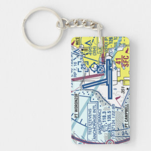 Porte-clefs Ted Stevens Anchorage Carte de l'aéroport / diagra