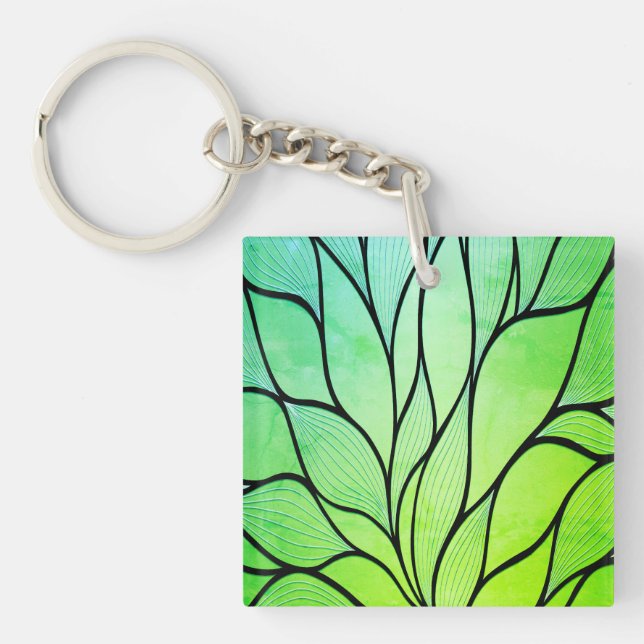 Porte-clefs Teintes vertes vives motif créatif de feuilles  (Devant)