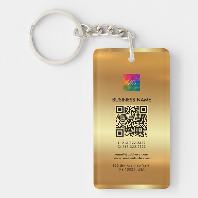 Porte-clefs Téléchargez votre logo Gold Ajouter un code QR (Devant)