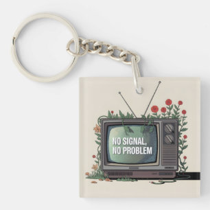 Porte-clefs Télévision Digital Detox avec "Pas de Signal, Pas
