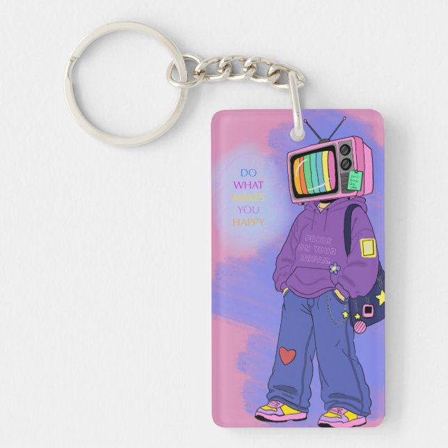 Porte-clefs Télévision rétro dopamine (Devant)