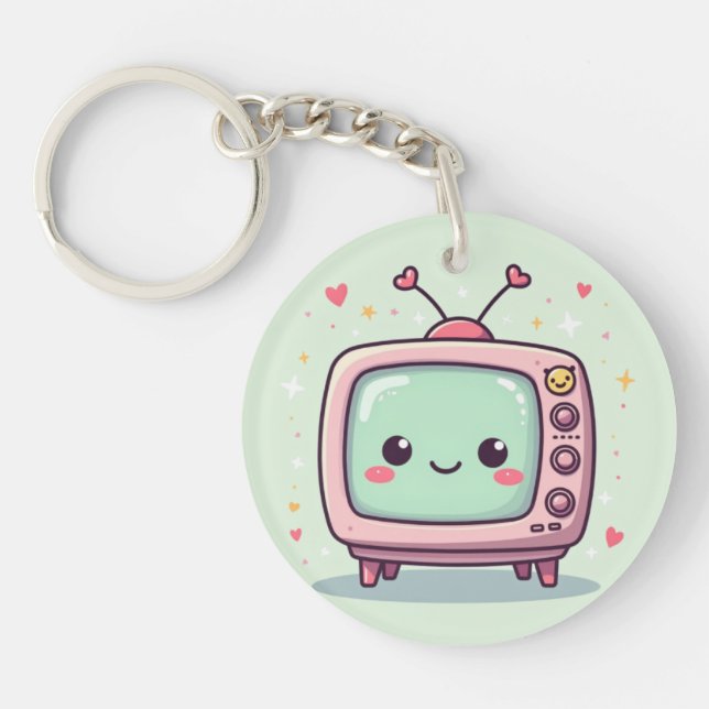 Porte-clefs Télévision Rétro Kawaii – Mignon (Devant)