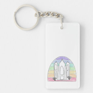 Porte-clefs Temple LDS Salt Lake City coucher de soleil arc-en