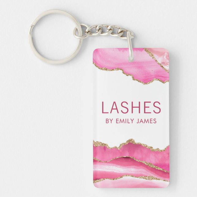 Porte-clefs Tendance moderne rose Agate Lash Extensions Beauté (Devant)