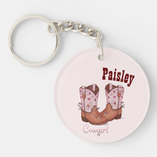 Porte-clefs Tendance Moderne Vache Bottes Rose (Devant)