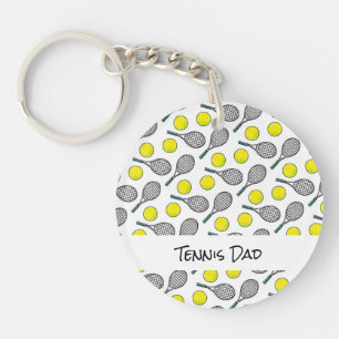 Porte-clefs TENNIS PÈRE Maman Nom Balls Jaunes Raquettes Amusa