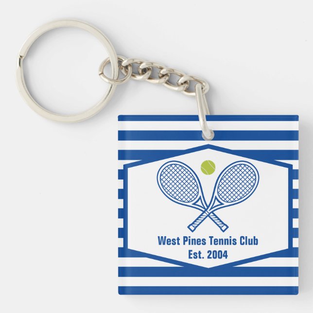 Porte-clefs Tennis sur mesure Country Club Bleu rayé (Devant)