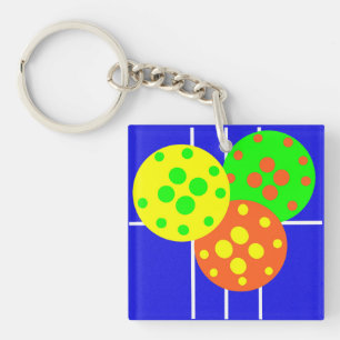 Porte-clefs Terrain et balles de pickleball Abstraits