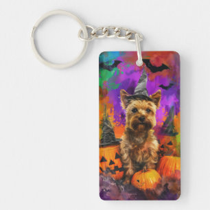 Porte-clefs Terrier Cairn Squelettes Chien Halloween Sorcière 