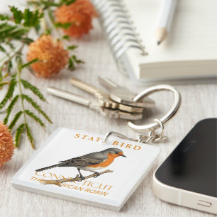 Porte-clefs Territoire du Connecticut Oiseau Le Turdus Migrato