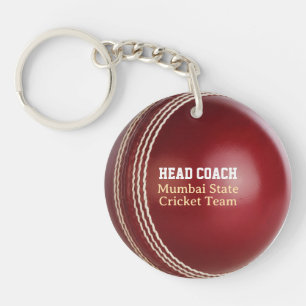 Porte-clefs Test Match Red Cricket Ball avec texte personnalis
