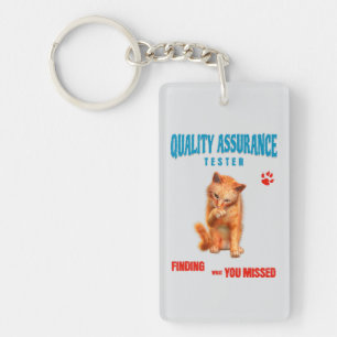 Porte-clefs Testeur QA Humour Félin