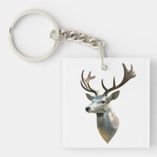Porte-clefs Tête de cerf cyber métallique Art mural trophée St