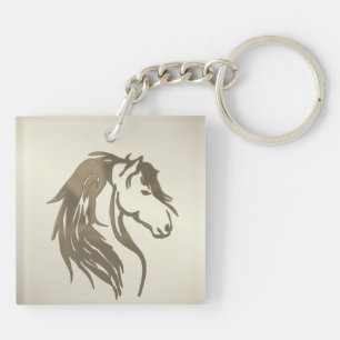 Porte-clefs Tête de cheval en platine brûlé