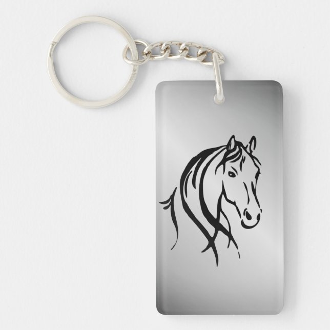 Porte-clefs Tête de cheval sur argent (Devant)