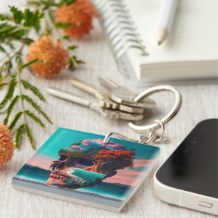 Porte-clefs Tête de crâne colorée