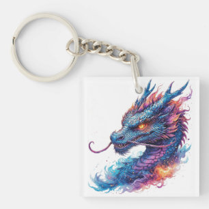 Porte-clefs Tête de dragon aux yeux féroces