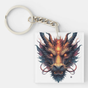 Porte-clefs Tête de dragon aux yeux féroces