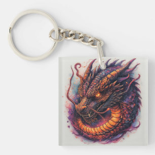 Porte-clefs Tête de dragon aux yeux féroces
