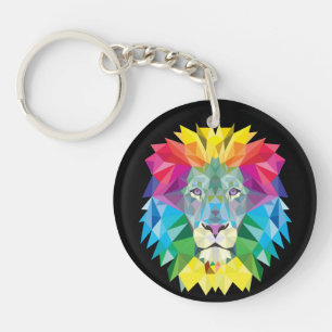 Porte-clefs Tête de lion géométrique