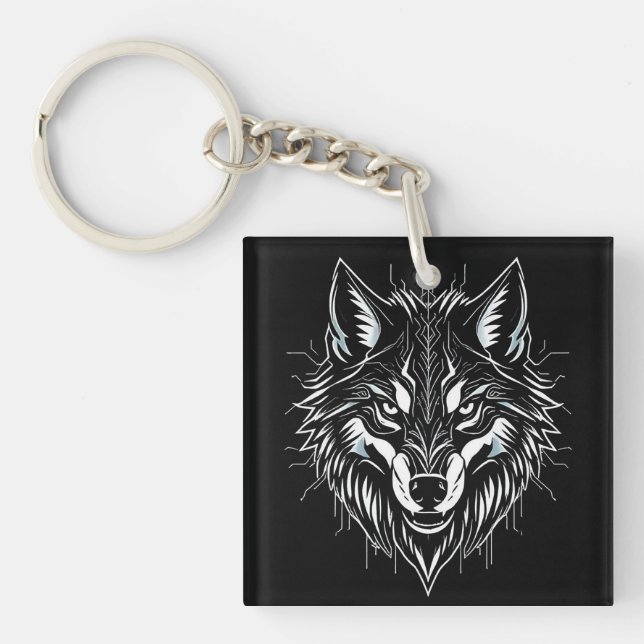 Porte-clefs Tête de loup art (Devant)