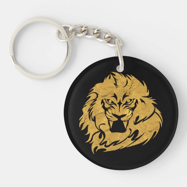 Porte-clefs Tête d'or de lion (Devant)