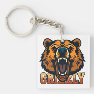 Porte-clefs Tête d'ours grizzly soulignant la puissance