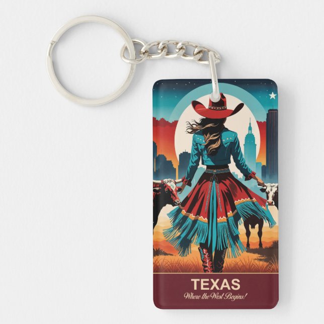 Porte-clefs Texas Travel : là où commence l'Ouest (Devant)