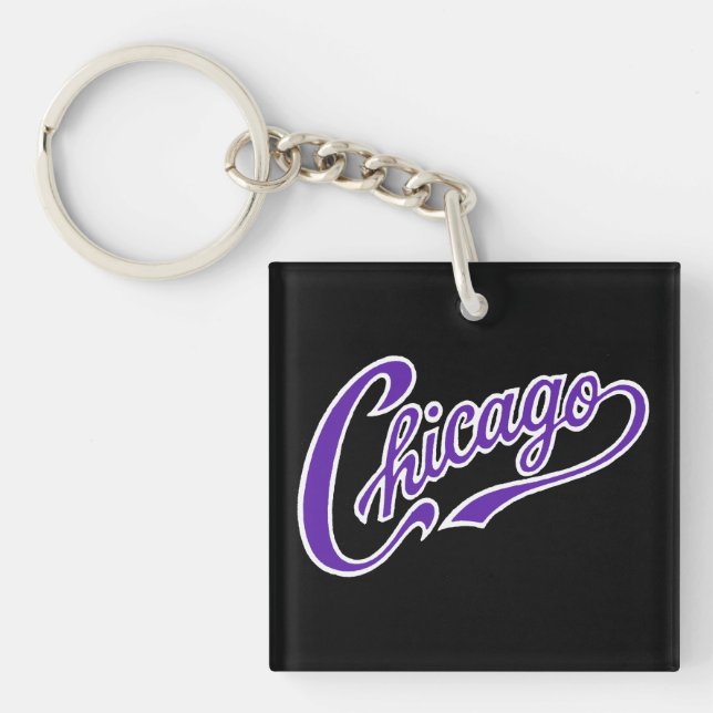 Porte-clefs Texte de Chicago en Porte - clé noir de script vio (Devant)