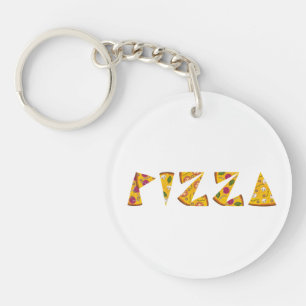 Porte-clefs Texte de pizza fait à partir de tranches