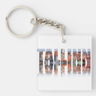 Porte-clefs Texte de Tallinn composé de vue sur la vieille vil