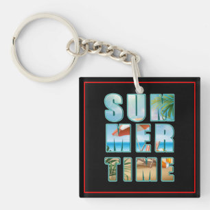 Porte-clefs Texte d'été avec grandes lettres Plage-23430