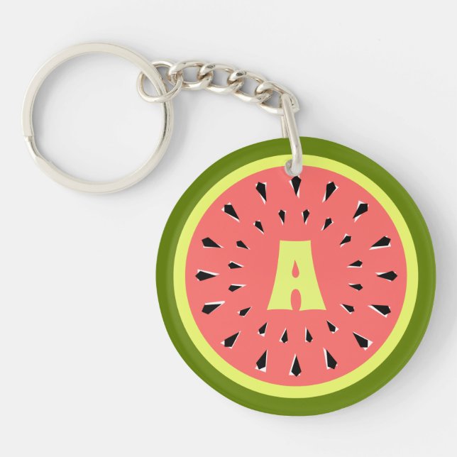 Porte-clefs Texte du monogramme rose pastèque (Devant)