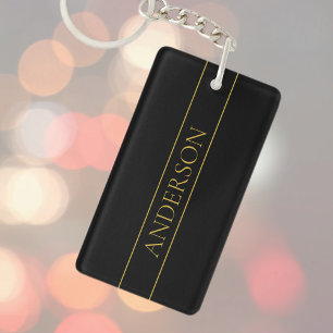 Porte-clefs Texte et Lignes Dorés Personnalisables de Luxe