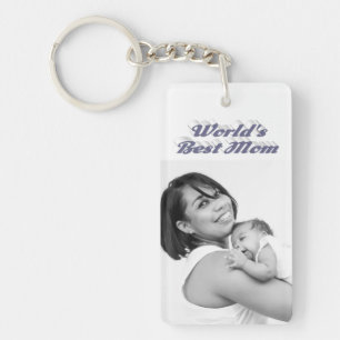Porte-clefs Texte gris photo de la meilleure maman