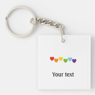 Porte-clefs Texte minimaliste Gay pride Rainbow Hearts