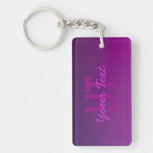 Porte-clefs Texte Monogrammé Moderne Éditable & Ombre Violet