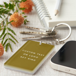 Porte-clefs Texte Ou Logo Personnalisé Minimaliste Brown
