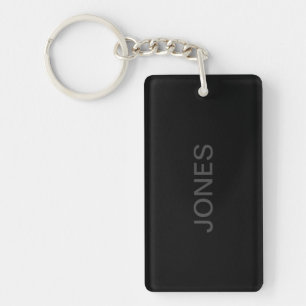 Porte-clefs Texte personnalisable   Gras moderne noir et gris