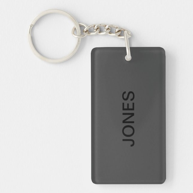 Porte-clefs Texte personnalisable | Gras moderne noir et gris  (Devant)