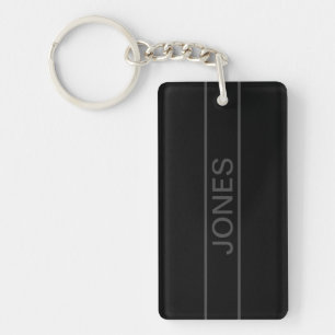 Porte-clefs Texte personnalisable Noir Moderne Gras & Gris F