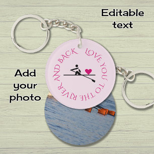 Porte-clefs Texte photo personnalisé rowers rose recto-verso