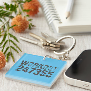 Porte-clefs Texte usé et rayé Workout 247365 bleu
