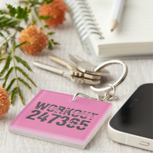 Porte-clefs Texte usé et rayé Workout 247365 rose
