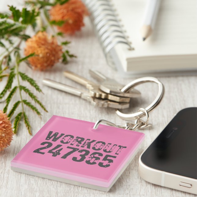 Porte-clefs Texte usé et rayé Workout 247365 rose (Devant Droit)