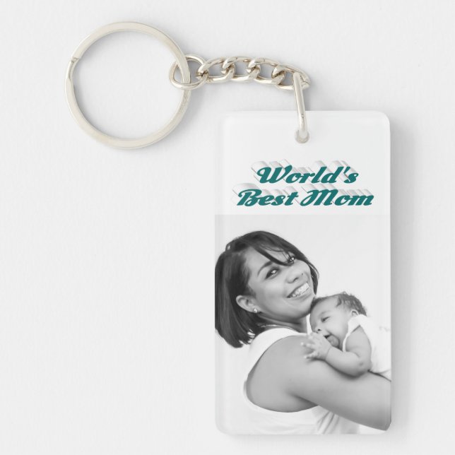 Porte-clefs texte vert de la photo de la meilleure maman (Devant)