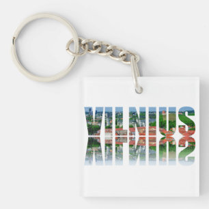 Porte-clefs Texte Vilnius avec réflexion