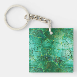 Porte-clefs Texture craquée dans les tons vert et turquoise