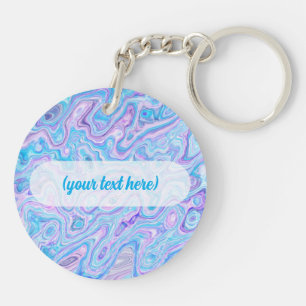 Porte-clefs Texture de marbre violet bleu peinture abstraite l